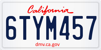 CA license plate 6TYM457