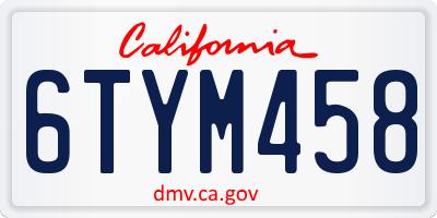 CA license plate 6TYM458