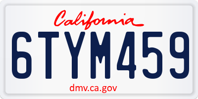 CA license plate 6TYM459