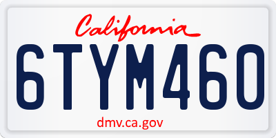 CA license plate 6TYM460