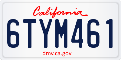 CA license plate 6TYM461