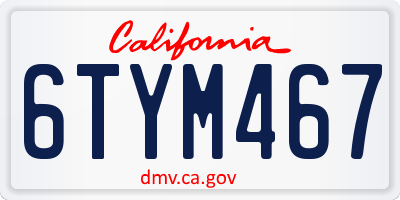 CA license plate 6TYM467