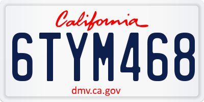 CA license plate 6TYM468