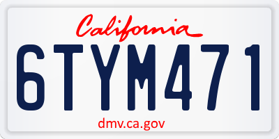 CA license plate 6TYM471