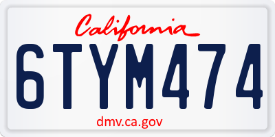 CA license plate 6TYM474