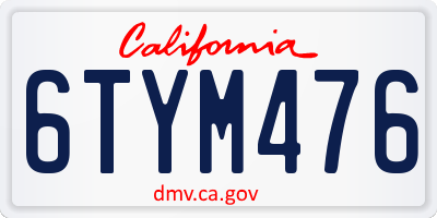 CA license plate 6TYM476