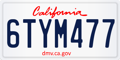 CA license plate 6TYM477