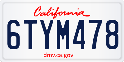 CA license plate 6TYM478