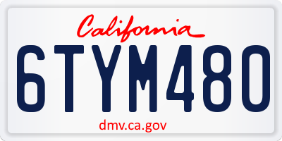 CA license plate 6TYM480