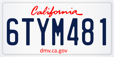 CA license plate 6TYM481