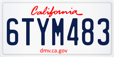 CA license plate 6TYM483