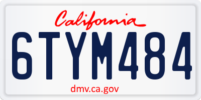 CA license plate 6TYM484