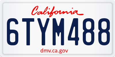 CA license plate 6TYM488