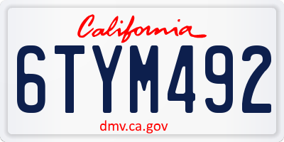 CA license plate 6TYM492
