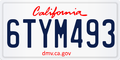 CA license plate 6TYM493