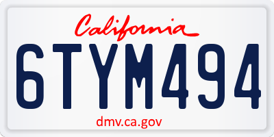 CA license plate 6TYM494
