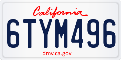 CA license plate 6TYM496