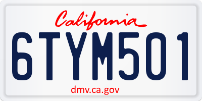 CA license plate 6TYM501
