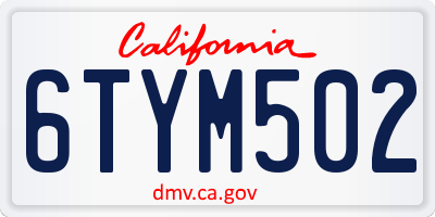 CA license plate 6TYM502