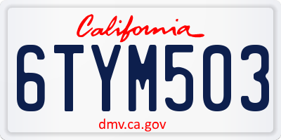 CA license plate 6TYM503