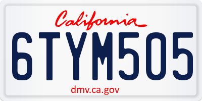 CA license plate 6TYM505