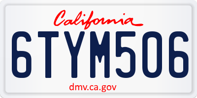 CA license plate 6TYM506