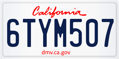 CA license plate 6TYM507