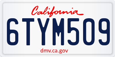 CA license plate 6TYM509