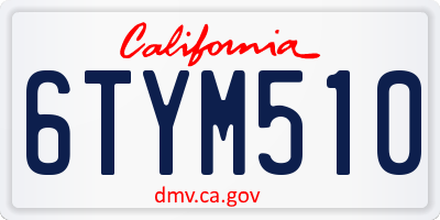 CA license plate 6TYM510