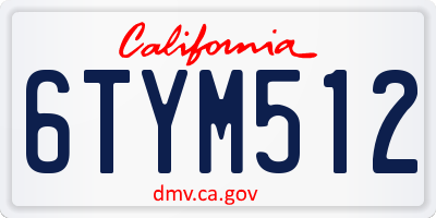 CA license plate 6TYM512