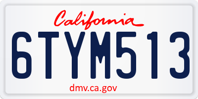 CA license plate 6TYM513