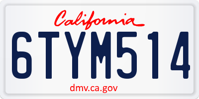 CA license plate 6TYM514