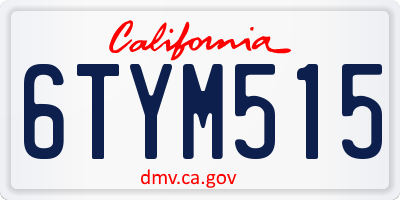 CA license plate 6TYM515