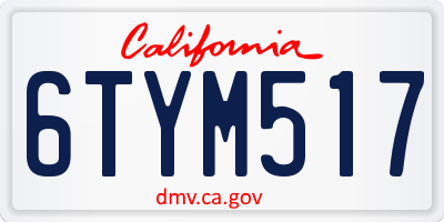 CA license plate 6TYM517