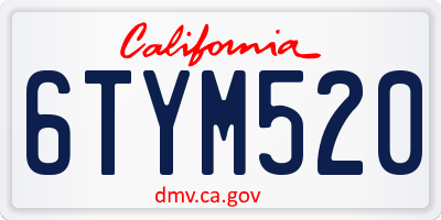 CA license plate 6TYM520