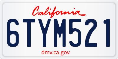 CA license plate 6TYM521