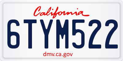 CA license plate 6TYM522
