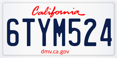CA license plate 6TYM524