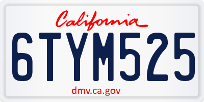 CA license plate 6TYM525