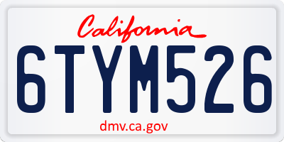 CA license plate 6TYM526