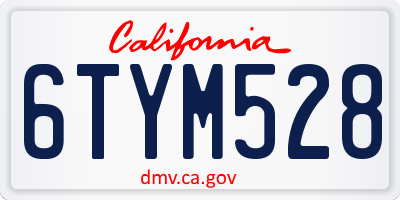 CA license plate 6TYM528