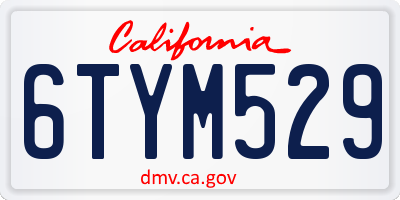 CA license plate 6TYM529
