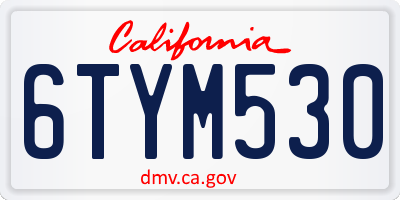 CA license plate 6TYM530