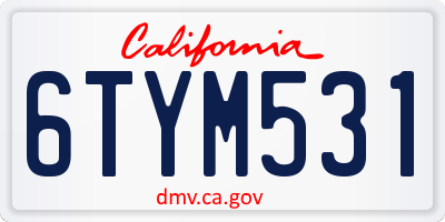 CA license plate 6TYM531