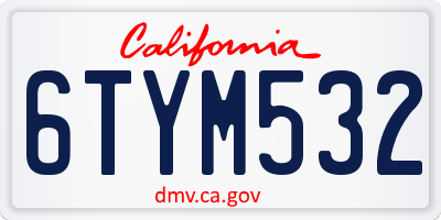 CA license plate 6TYM532