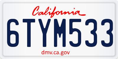 CA license plate 6TYM533
