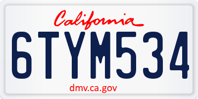 CA license plate 6TYM534