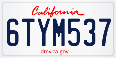 CA license plate 6TYM537