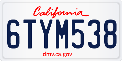 CA license plate 6TYM538