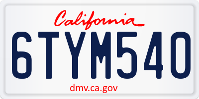 CA license plate 6TYM540
